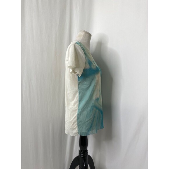 Womens Large Shirt Zara Basics Collection Blue White See Through Negative Print - Picture 6 of 11